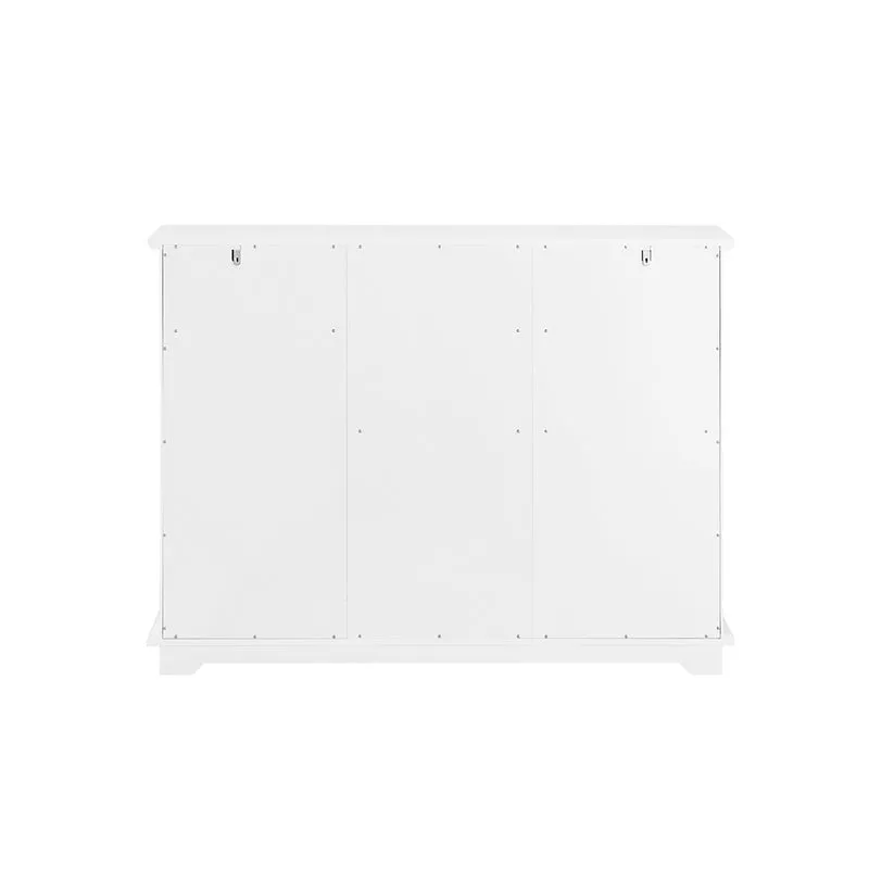 SoBuy FSB77-W Buffet Cuisine avec 3 Portes Vitrées et 2 Tiroirs, pour Cuisine et Salle à Manger, Rangement Optimisé, Design Fonctionnel – L119×P40×H90 cm, Blanc