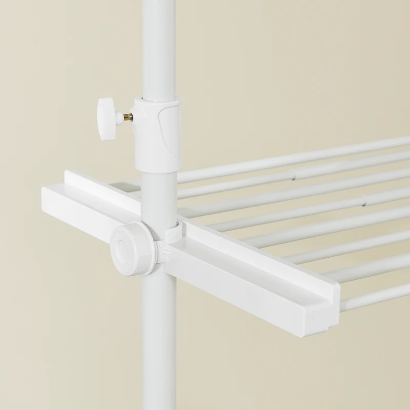 SoBuy FRG34-II-W Portant à vêtements télescopique robuste – Penderie ouverte réglable avec tringles et étagères, Porte-manteau pour chambre ou dressing, Blanc