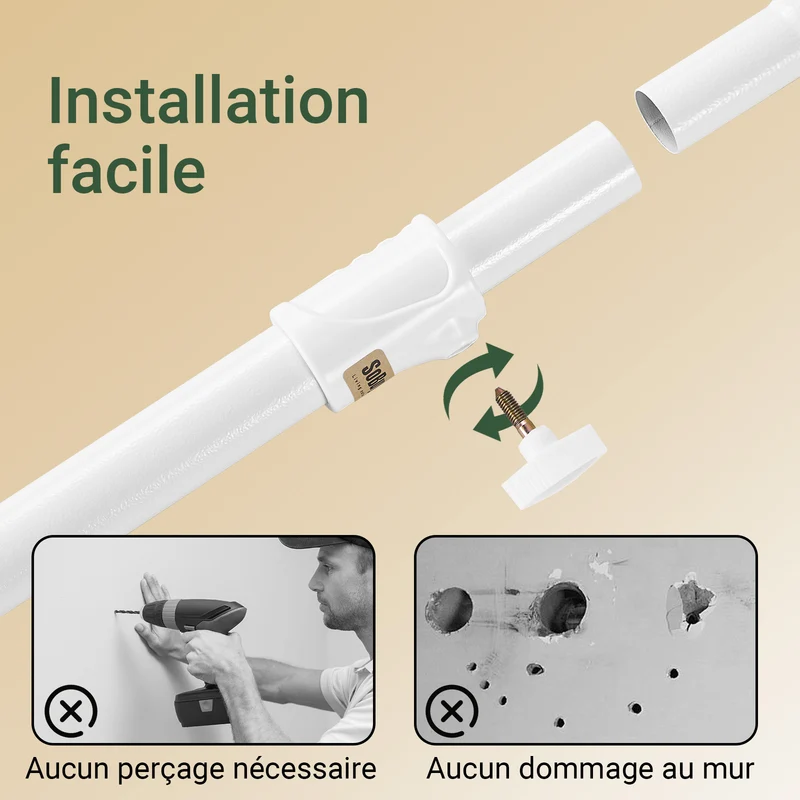 SoBuy FRG34-II-W Portant à vêtements télescopique robuste – Penderie ouverte réglable avec tringles et étagères, Porte-manteau pour chambre ou dressing, Blanc
