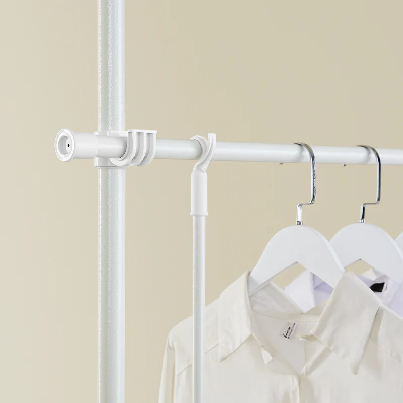 SoBuy FRG34-II-W Portant à vêtements télescopique robuste – Penderie ouverte réglable avec tringles et étagères, Porte-manteau pour chambre ou dressing, Blanc