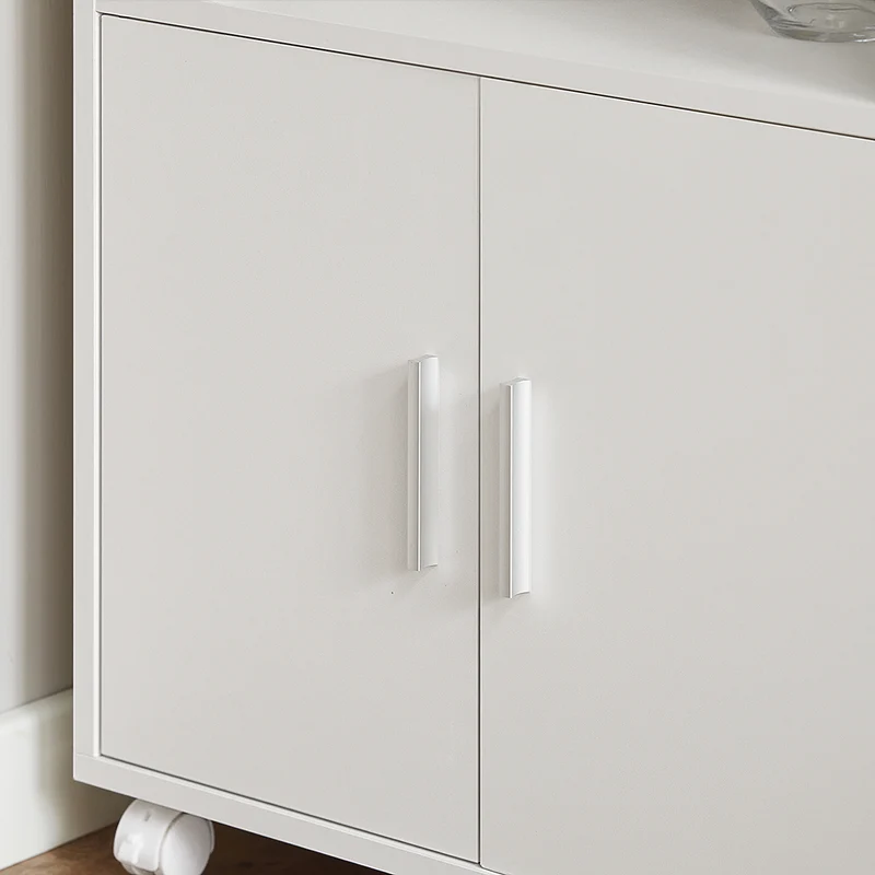 SoBuy FRG241-W Meuble de Rangement à Roulettes avec Portes et Étagère Réglable – Blanc