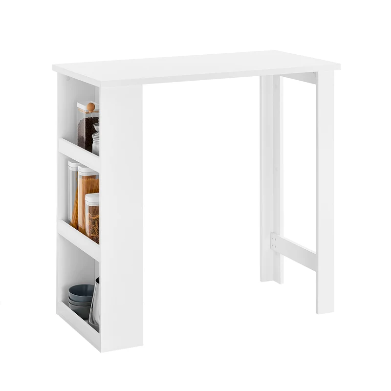 SoBuy FWT17-II-W Table de Bar Table Haute de Cuisine Table Mange Debout pour Petits Espaces, Bar pour Cuisine, Salon, Bureau ou Bar à Café Blanche 112 x 57 x 106 cm