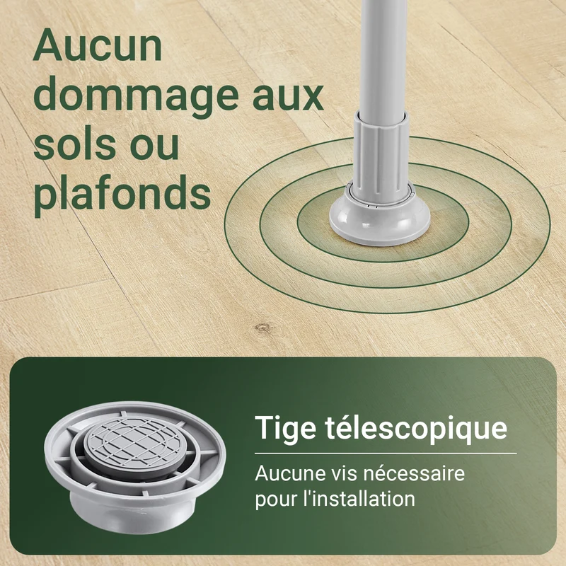 SoBuy FRG109-II-HG Tringle à Vêtements Télescopique, Portant à Vêtements Robuste, Penderie Ouverte Réglable avec Barres de Suspension pour Chambre, Dressing, Gris