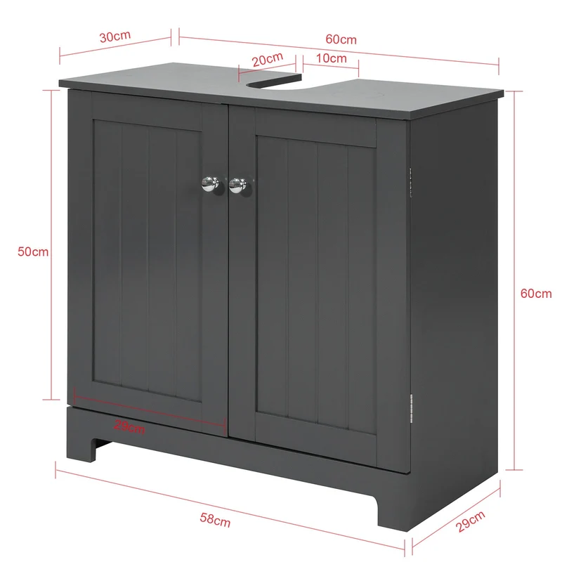 SoBuy BZR18-DG Meuble sous-Lavabo à 2 étages et 2 Portes