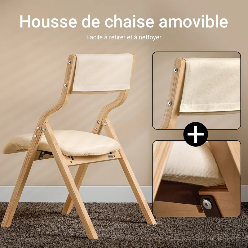 SoBuy FST40-W Chaise Pliante Confortable en Bois – Assise et Dossier Rembourrés – Blanc