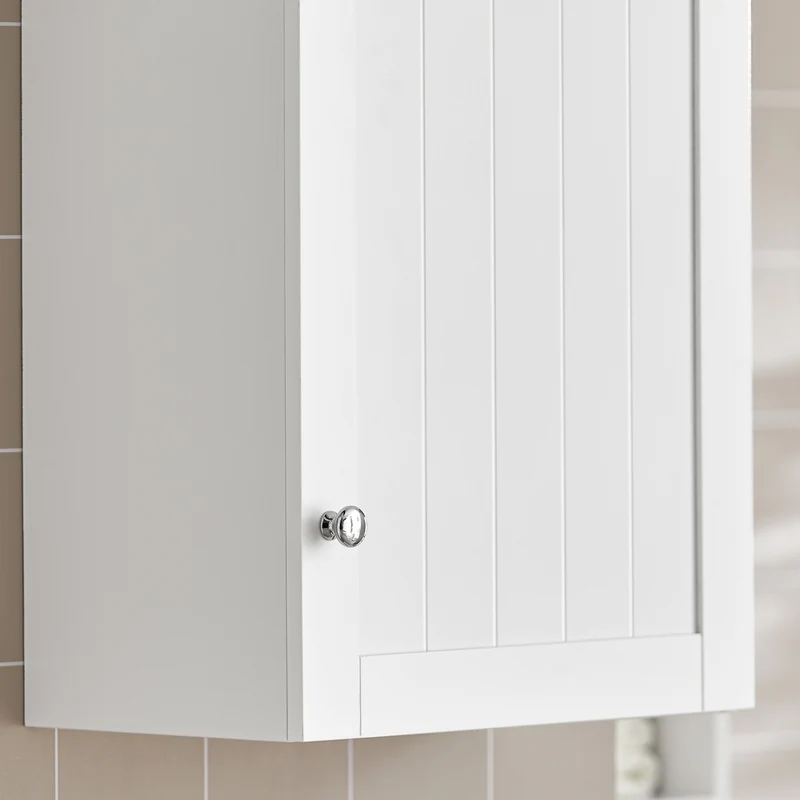SoBuy BZR19-W Armoire Murale Salle de Bain avec Étagères Réglables, pour Salle de Bain et WC, Rangement Optimisé, Usage Quotidien – L40×P23×H52 cm, Bois, Blanc