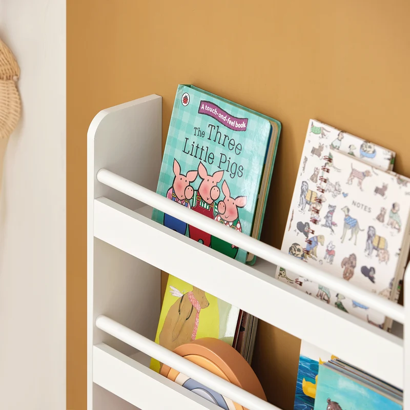 SoBuy KMB08-K-W Bibliothèque Murale Étagère à Livres Enfants Étagère de Rangement avec 4 Étages - Blanc