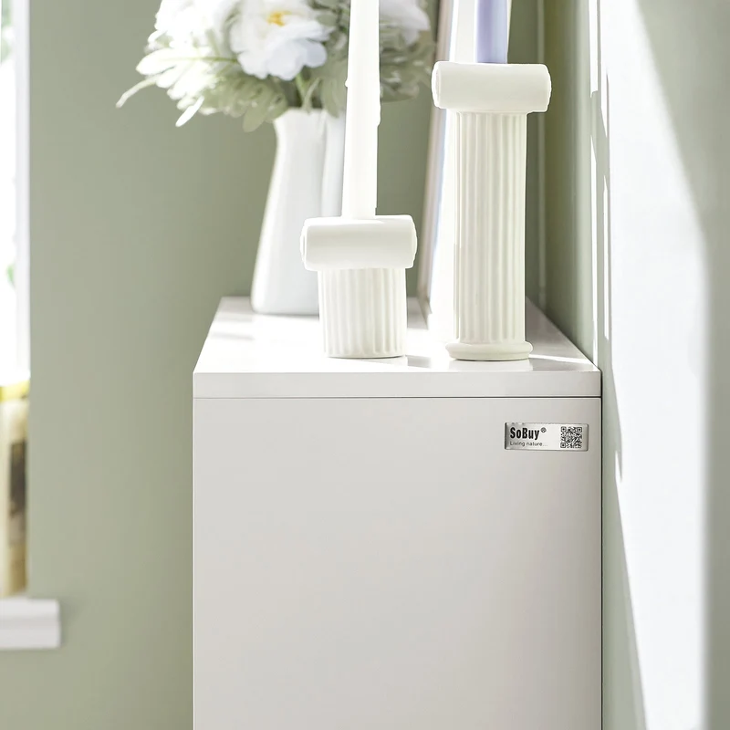 SoBuy FSR134-W Banc à Chaussures Modulable avec Armoire sur Pieds, Meuble d'Entrée – 124x24x126 cm, Blanc