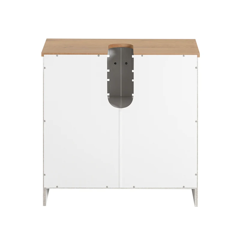 SoBuy BZR40-W Meuble Sous-Lavabo Meuble Sous-Vasque à 2 étages et 2 Portes Meuble de Rangement de Salle de Bain