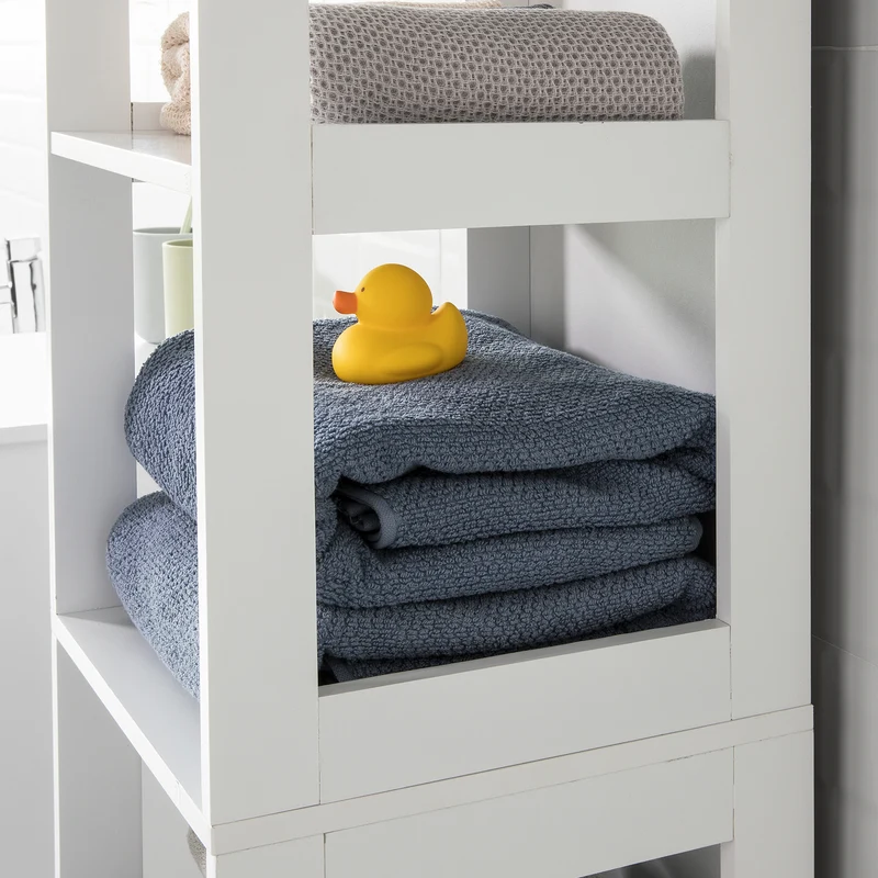 SoBuy BZR14-W Meuble Colonne de Salle de Bain Étagère Debout Armoire Haute Étagère de Rangement à 6 Niveaux - L30cm x P30cm x H139cm