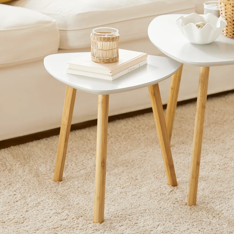 SoBuy FBT74-W Tables Basse Gigognes Lot de 2 - Table Basse Salon Moderne, Grande 55 cm & Petite 40 cm, Blanc