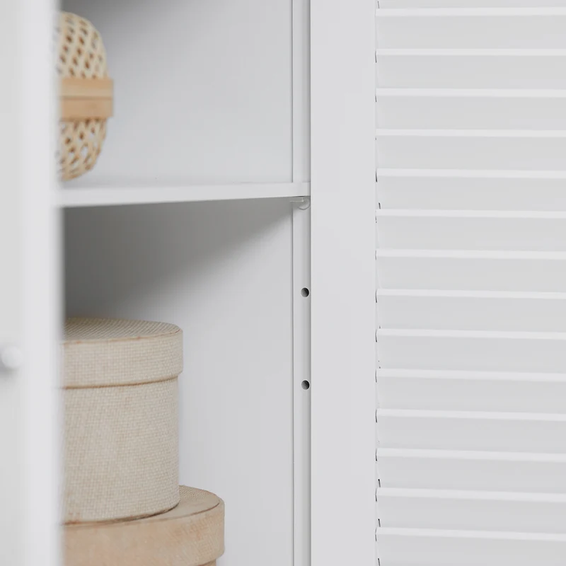 SoBuy FRG238-W Meuble de Salle de Bain avec 2 Portes Persiennes – 1 Tiroir, Étagère Réglable, 60×35×87 cm, Blanc