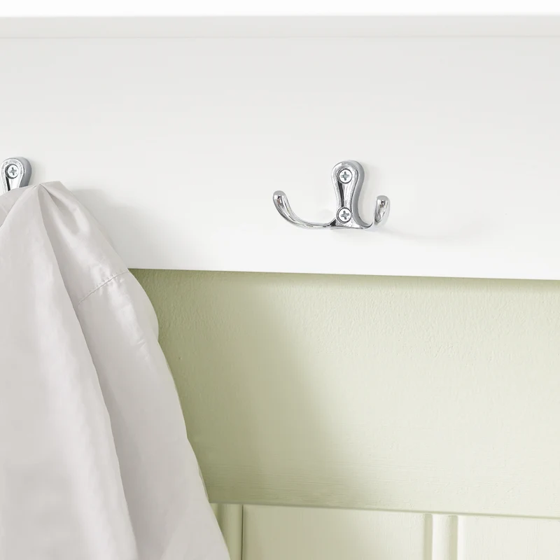 SoBuy FRG282-W Porte-Manteau Mural avec 5 Crochets et 3 Paniers, pour Entrée et Couloir, Design Fonctionnel, Usage Quotidien – L100×P20×H30 cm, Bois, Blanc