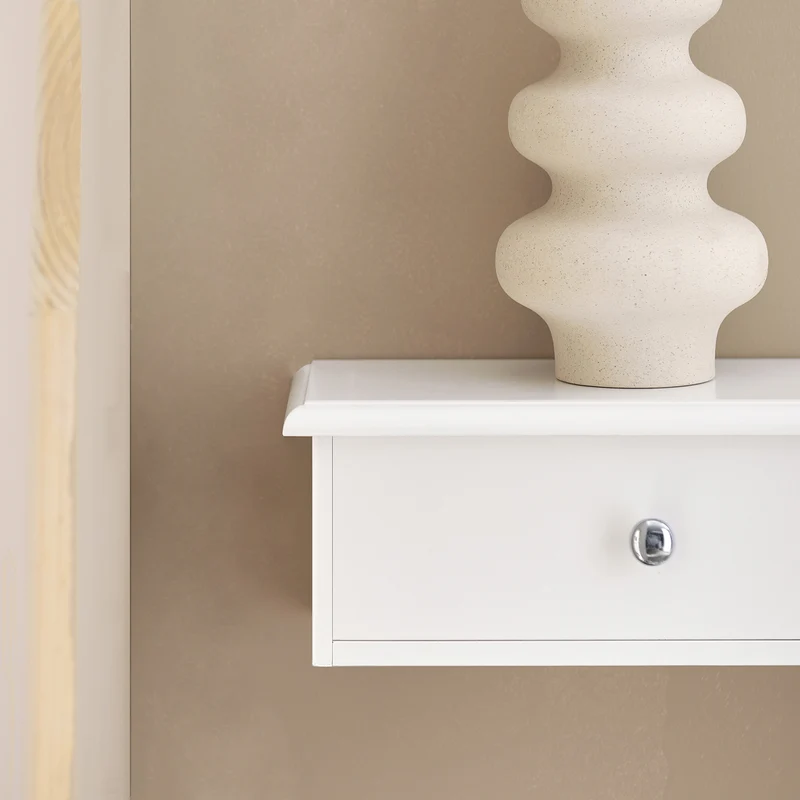 SoBuy FRG43-W Etagere Murale avec 2 Tiroirs - Étagère Flottante Moderne pour Entrée, Salon, Cuisine & Chambre - Blanc 64x15x10cm