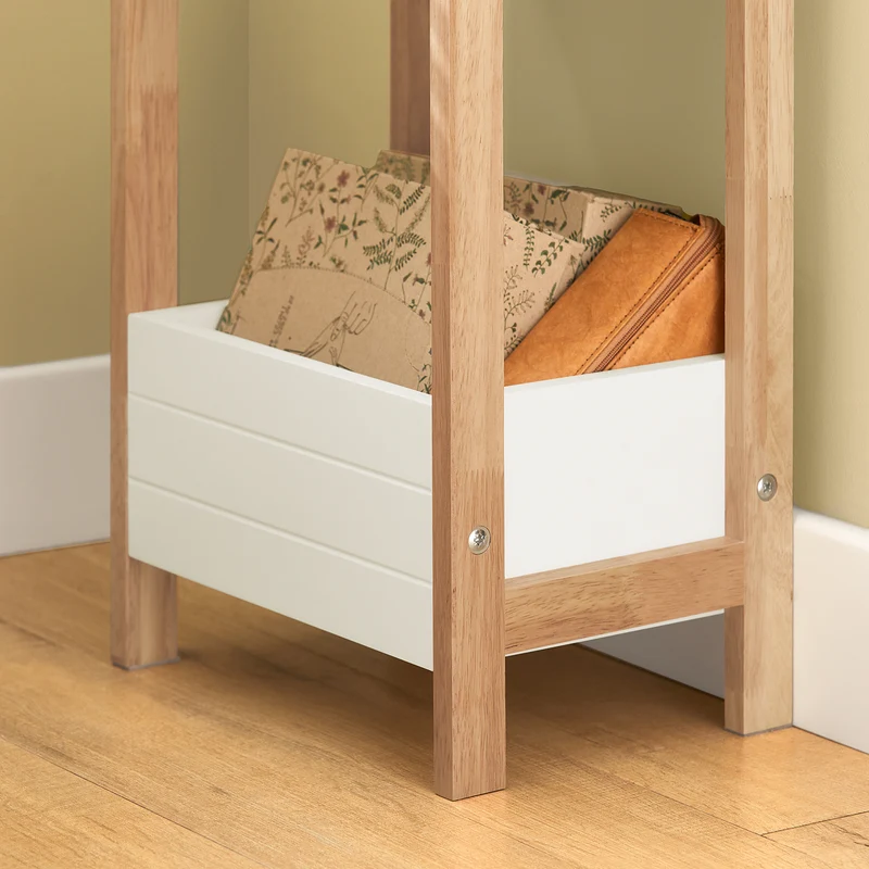 SoBuy FRG226-WN Tour de rangement salle de bain 20 cm avec 3 paniers – Blanc et bois