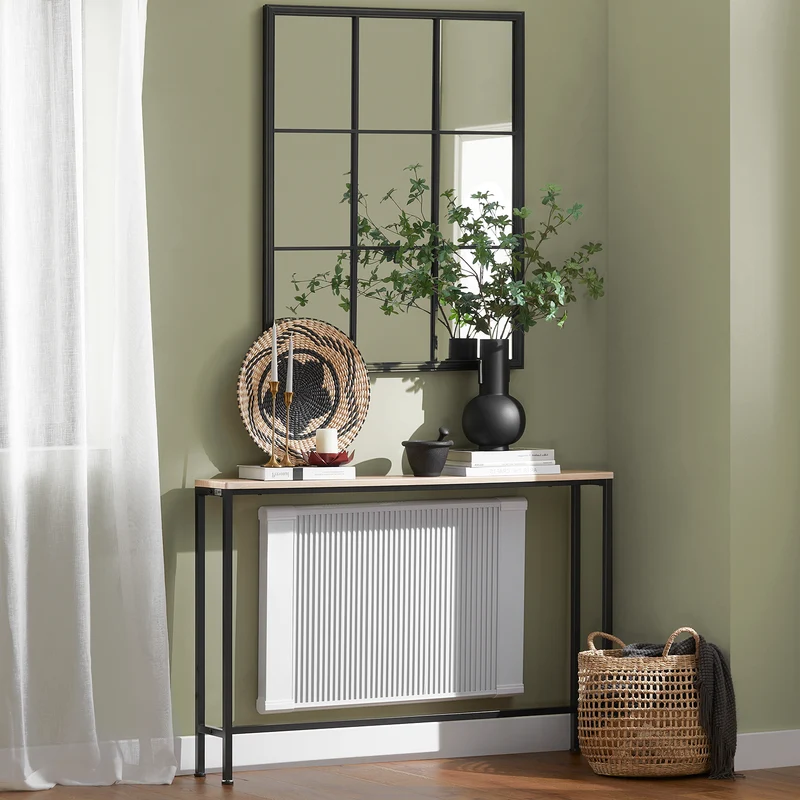 SoBuy FSB19-XL-Z Console Ultra Fine 20 cm – 120×20×80 cm, Charge 50 kg, Métal Noir et Plateau Bois