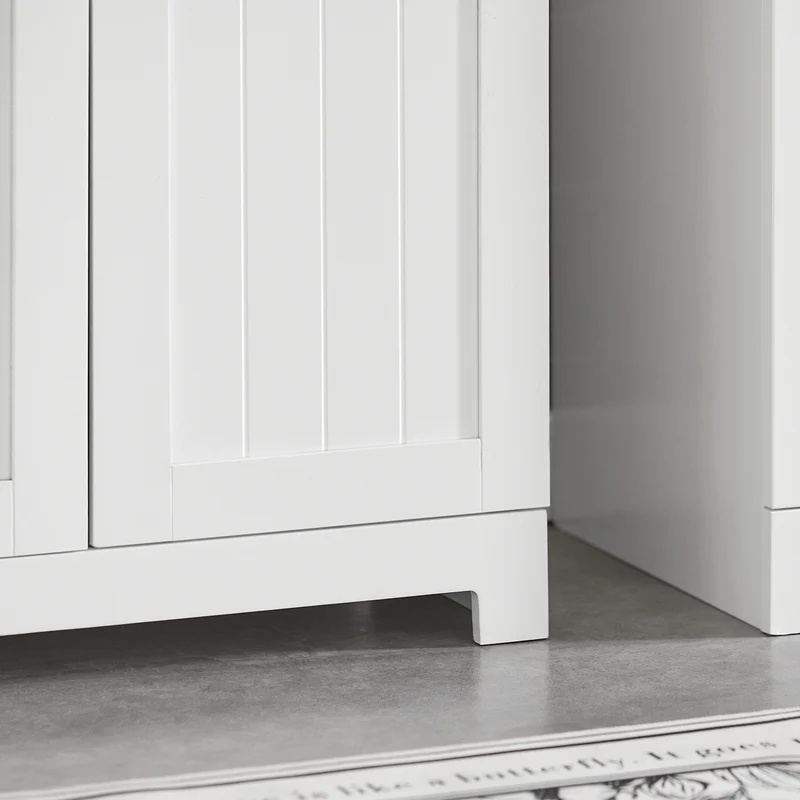 SoBuy BZR18-W Meuble sous Lavabo avec Étagère Réglable, Format Compact, pour Salle de Bain et WC, Rangement Optimisé, Pratique – L60×P29×H60 cm, MDF, Blanc