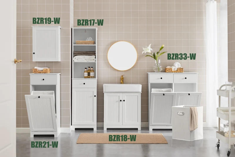 SoBuy BZR18-W Meuble sous Lavabo avec Étagère Réglable, Format Compact, pour Salle de Bain et WC, Rangement Optimisé, Pratique – L60×P29×H60 cm, MDF, Blanc
