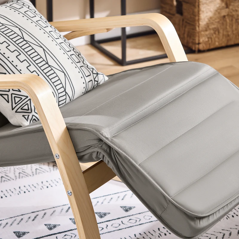 SoBuy FST16-DG Fauteuil a Bascule, Relax Rocking Chair, Chaise a Bascule avec Repose-Pieds et Appui-tête réglables, Gris