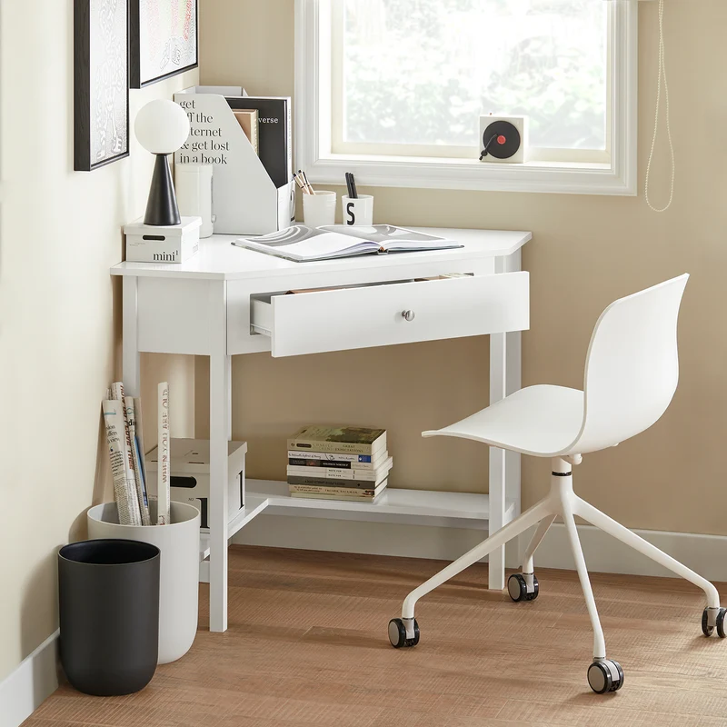 SoBuy FWT31-W Table Bureau d'Angle Bureau informatique Secrétaire avec Tiroir
