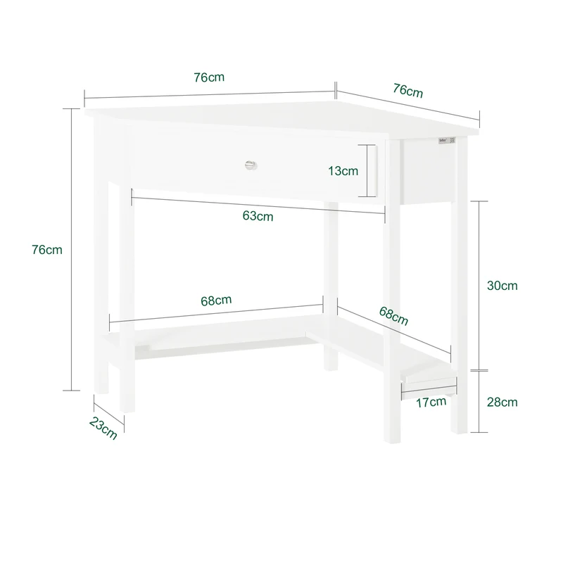 SoBuy FWT31-W Table Bureau d'Angle Bureau informatique Secrétaire avec Tiroir
