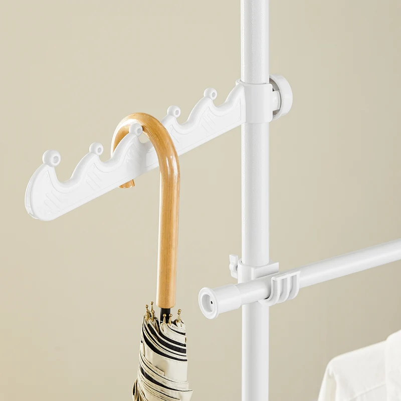 SoBuy KLS03-II-W Portant à Vêtements Télescopique – Largeur 124–226 cm, Hauteur 200–295 cm, Blanc