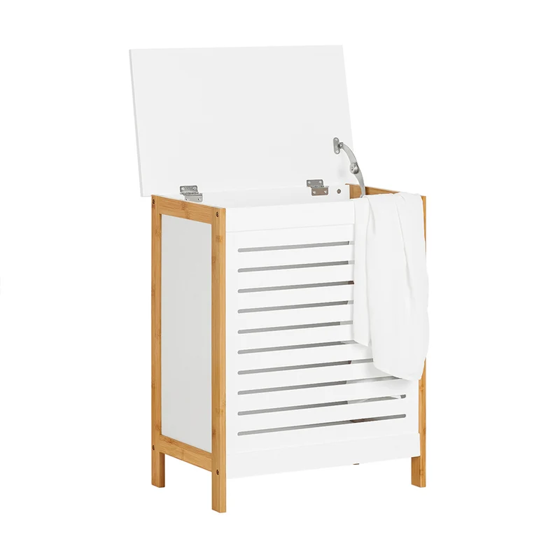 SoBuy FSS66-WN Corbeille à Linge, Coffre à Linge, Panier de Rangement, Corbeille Linge Sale avec Couvercle, Porte Vêtement Pour Laverie Salle de Bain