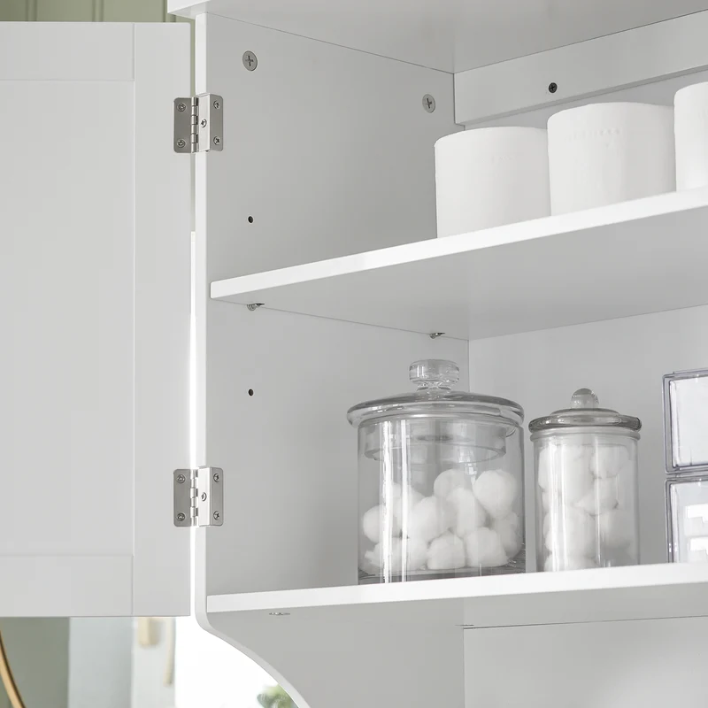 SoBuy BZR84-W Armoire Murale de Salle de Bain – 60×30×60 cm, Étagères Réglables et Barre à Serviettes, Blanc