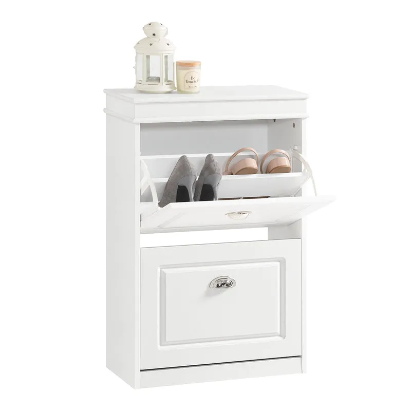 SoBuy FSR78-W Meuble à Chaussures Compact 54 cm – Étagères Réglables et Tiroir – Bois FSC – Blanc