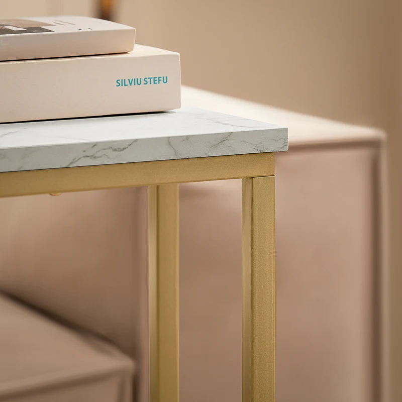 SoBuy FBT87-G Table d’Appoint Moderne Bout de canapé à Café Table de Chevet Effet Marbre