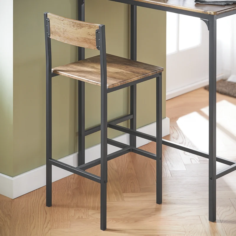 SoBuy OGT03-XL Table Haute avec 2 Tabourets de Bar – 100 cm, Tabourets Rangeables, Style Industriel